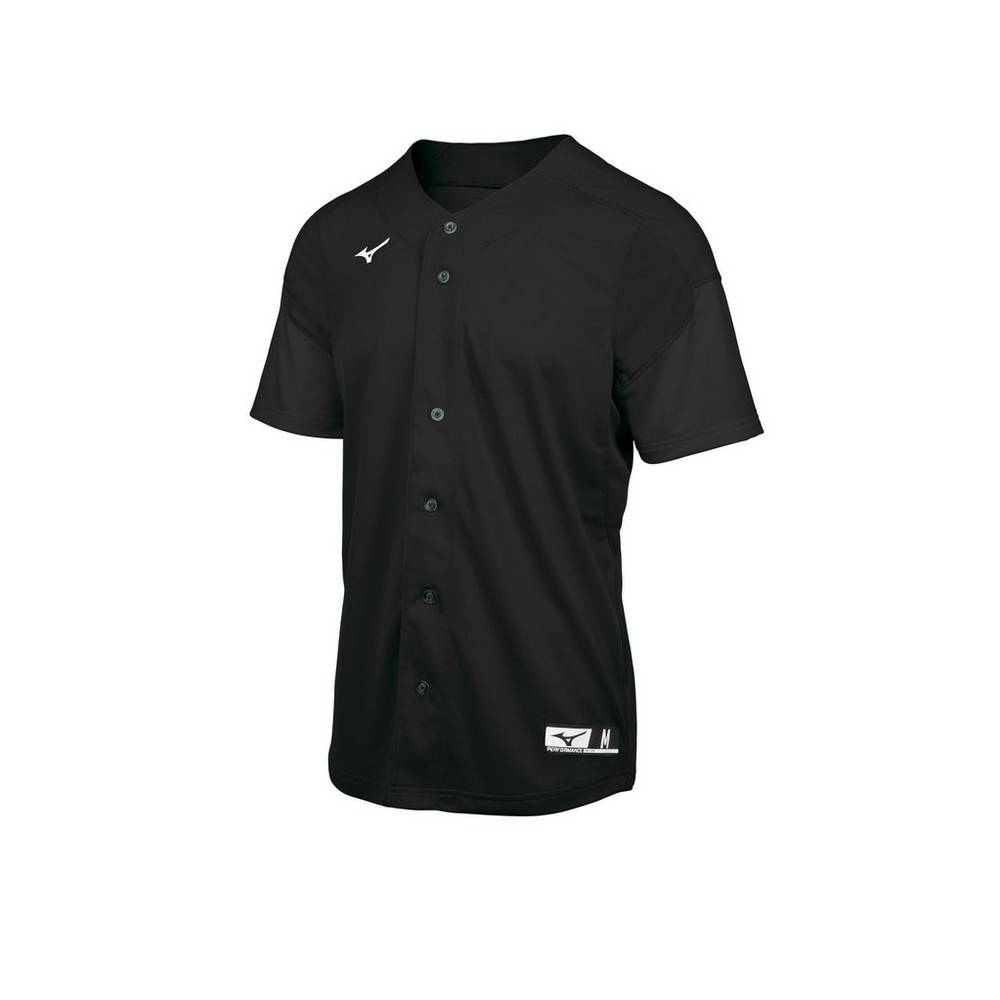 Mens Mizuno Aerolite Full Button Baseball Jersey Black Philippines (IEBAPU369)